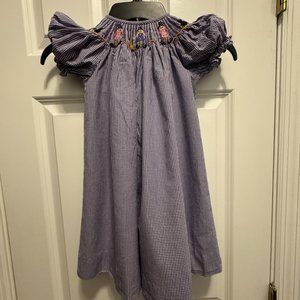 Silly Goose size 3 purple and white check dress HAND SMOCKED